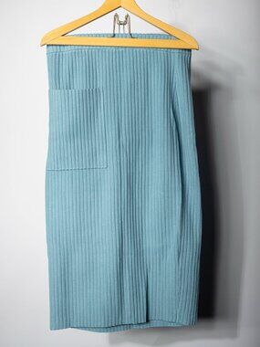 Universal Standard NWT Fine Sweater Skirt Pockets Blue Shadow Ribbed Midi